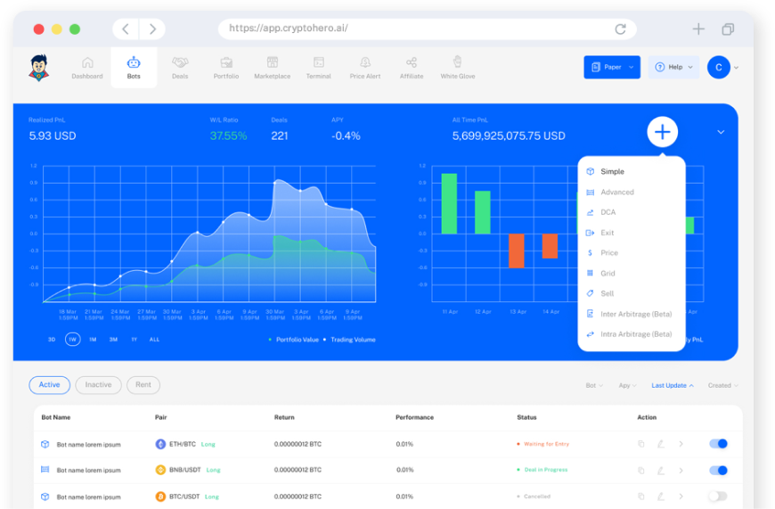 trade multiple cryptos from a single trading platform